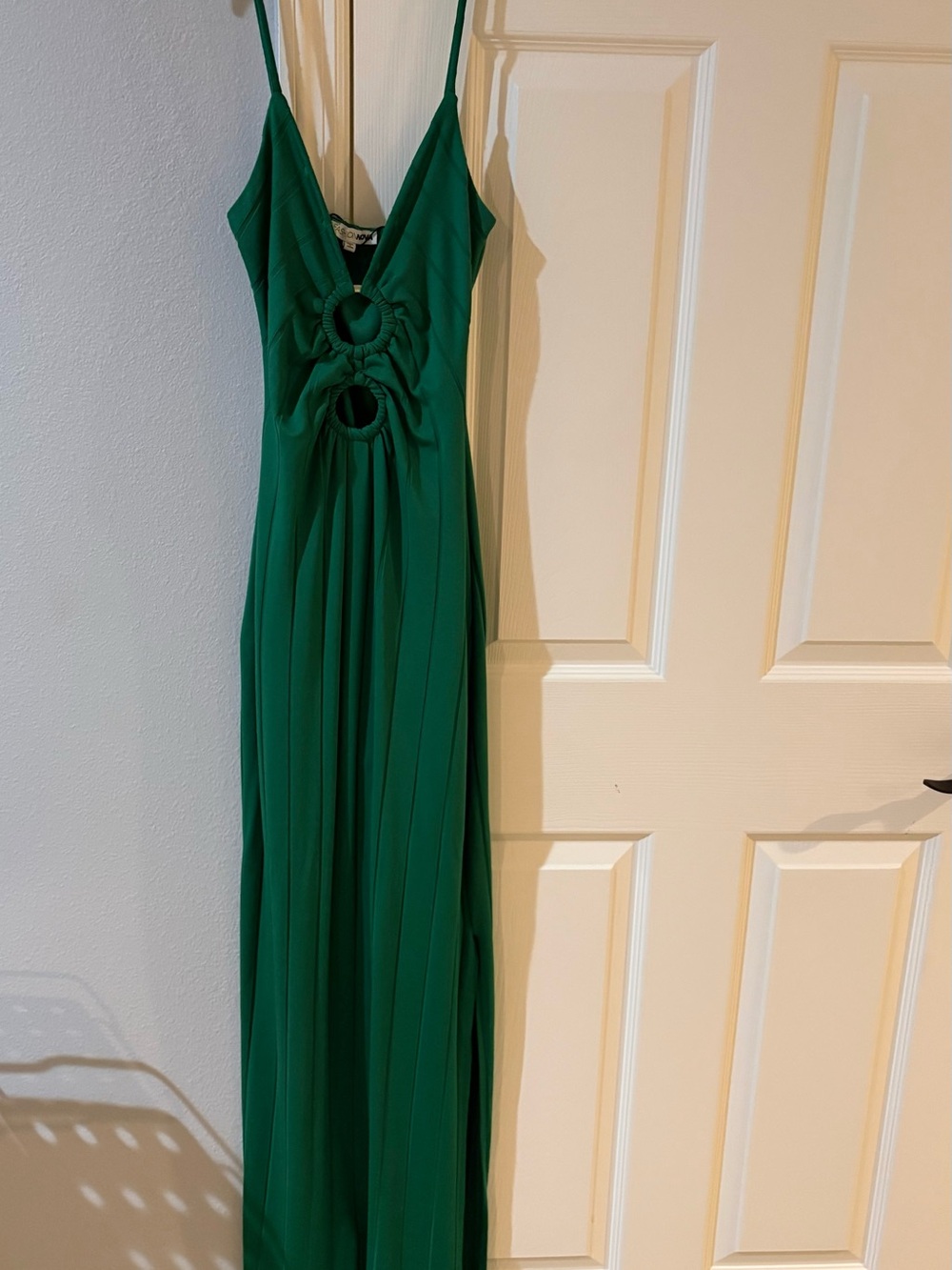 Fashion Nova Emerald Green Maxi Dress with Ring Cutouts
